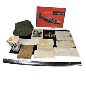 US Military Junk Drawer Lot 1800s-1940s letters books bullets Hat Nuclear weapon